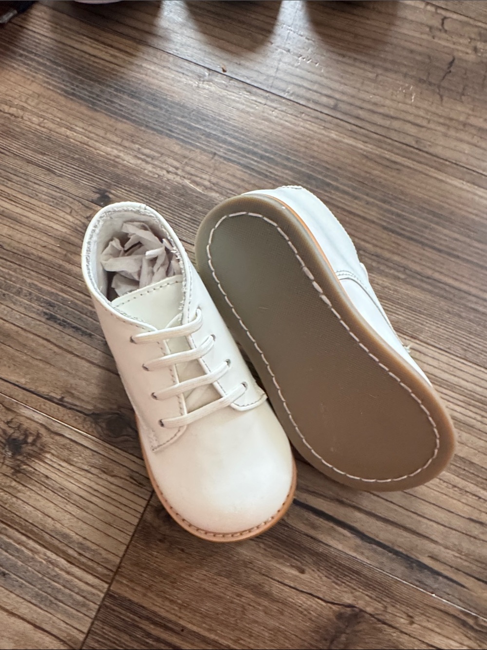 Josmo White Kids Lace-Up Dress Shoes with Tan Sole